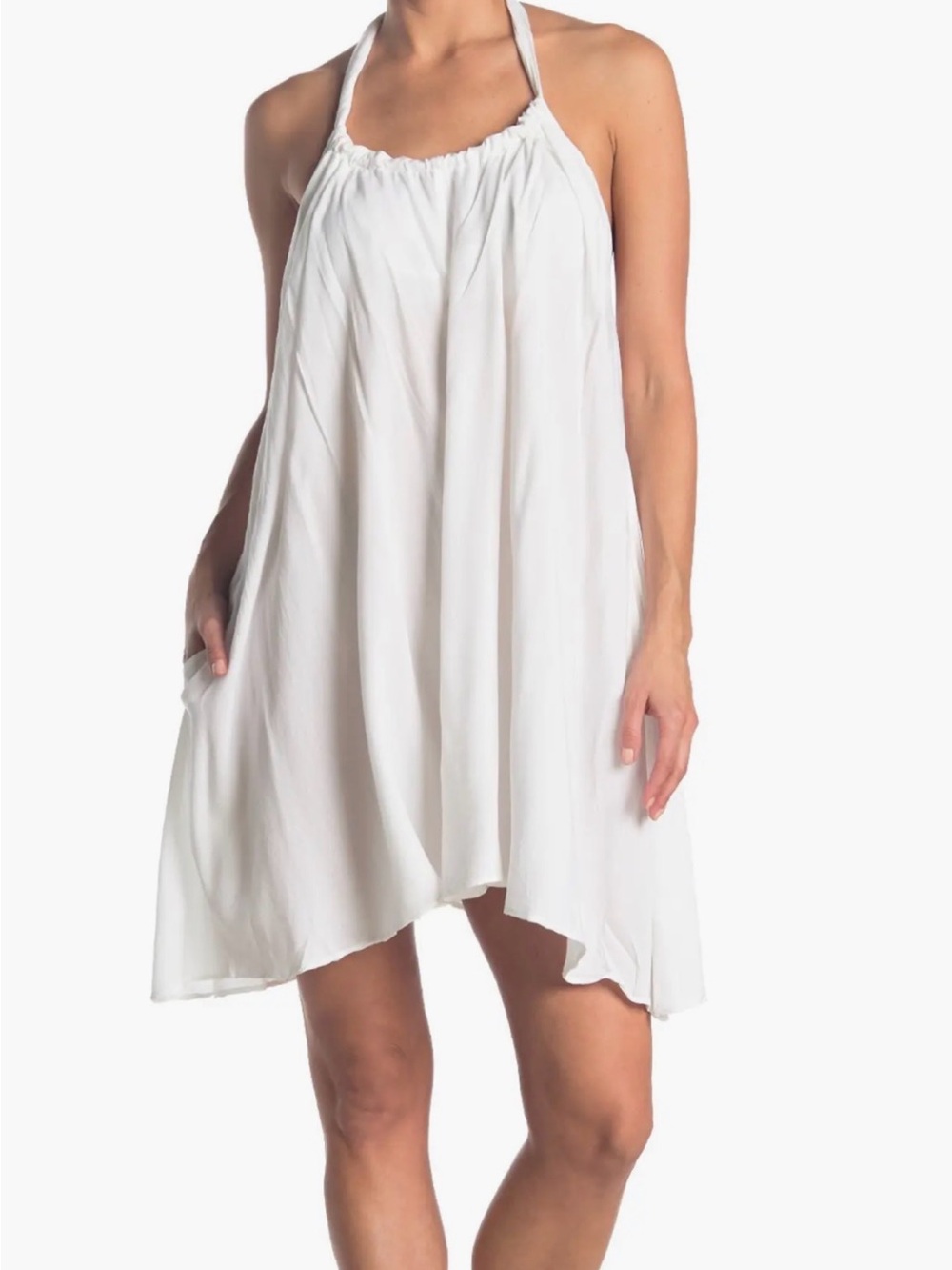 Elan White Backless Halter Sundress
